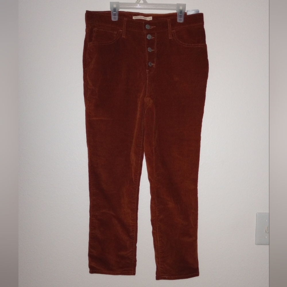Levi Strauss & Co Women's Rust Brown Corduroy High Rise Straight Pants